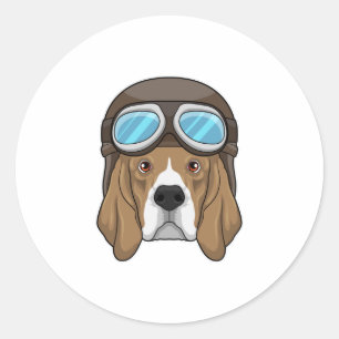 Beagle som pilot med pilotthat runt klistermärke