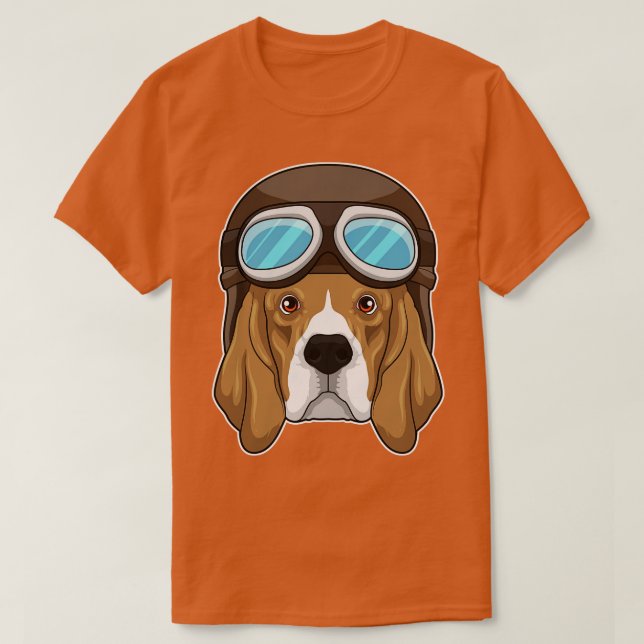 Beagle som pilot med pilotthat t shirt (Design framsida)