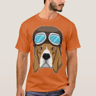 Beagle som pilot med pilotthat t shirt