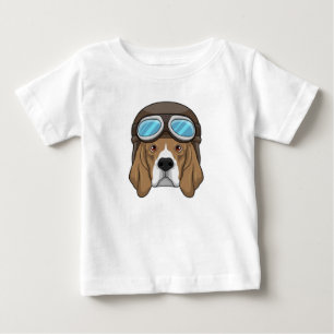 Beagle som pilot med pilotthat t shirt