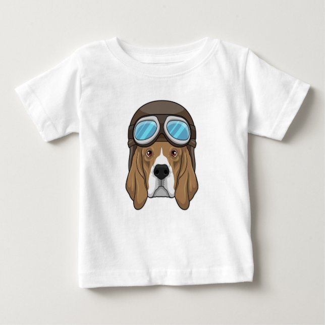 Beagle som pilot med pilotthat t shirt (Framsida)