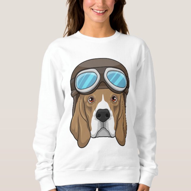 Beagle som pilot med pilotthat t shirt (Framsida)