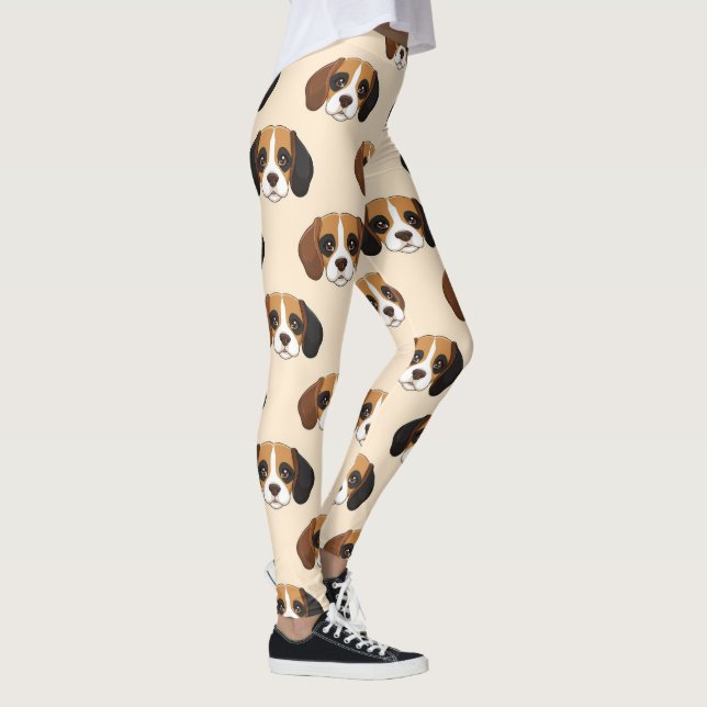 Beagle Sött Hundälskare Mönster Leggings (Höger)