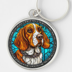 Beagle Sött Porträtt För Hundälskare Present Rund Silverfärgad Nyckelring