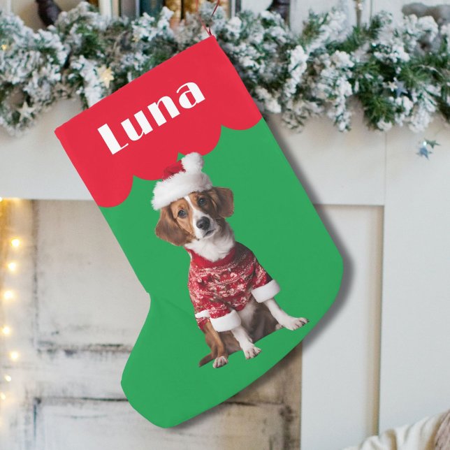 Beagle Spansk hund-gåva Julpat söt hundar Liten Julstrumpa (Skapare uppladdad)