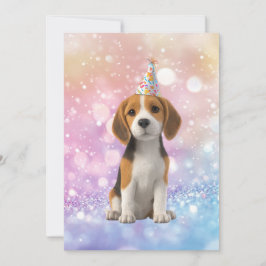 Beagle Sparkly Birthday Inbjudningar