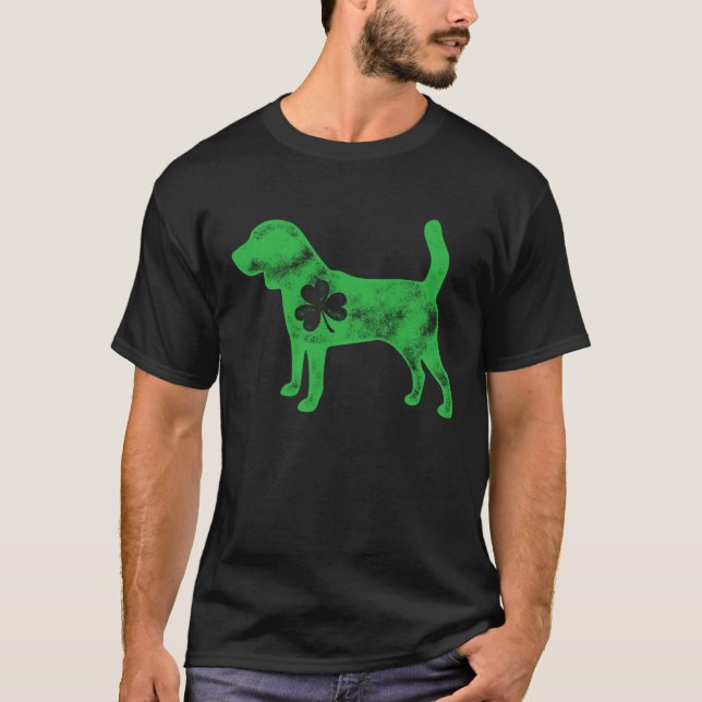 Beagle St Patrick s Day Boys Kids Girls Dog  Shamr T Shirt (Framsida)