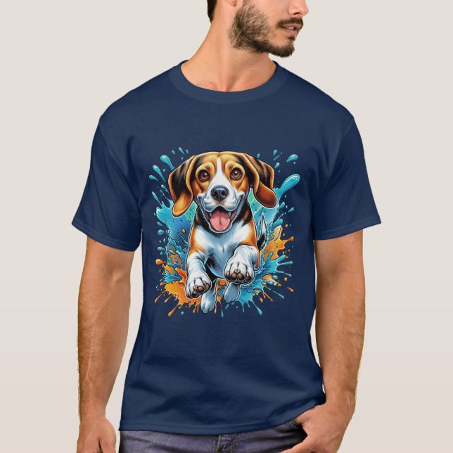 Beagle Stänk i Färg T Shirt (Framsida)