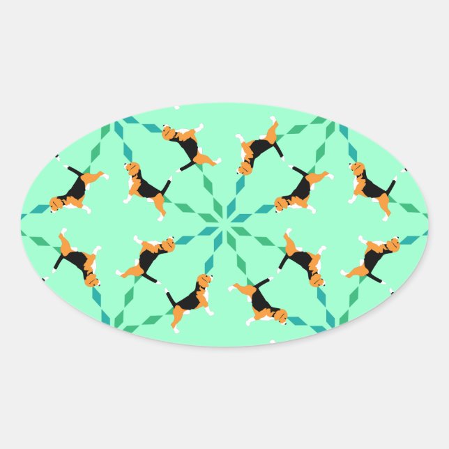 Beagle stil ovalt klistermärke (Framsida)