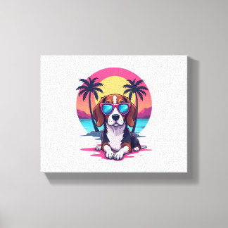 Beagle Sunset Background Shirt, Beagle Mamma, Beag Canvastryck