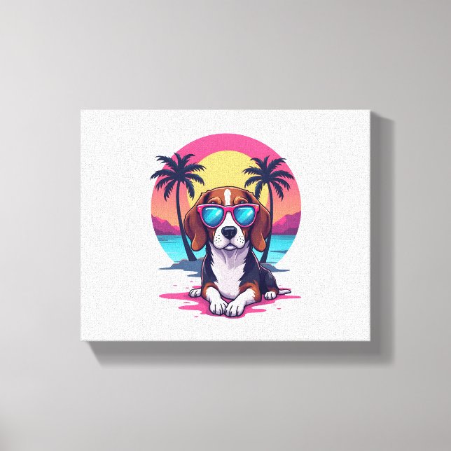 Beagle Sunset Background Shirt, Beagle Mamma, Beag Canvastryck (Framsida)