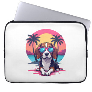 Beagle Sunset Background Shirt, Beagle Mamma, Beag Laptop Fodral