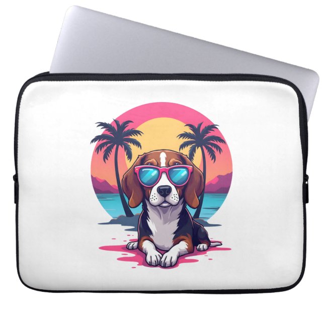 Beagle Sunset Background Shirt, Beagle Mamma, Beag Laptop Fodral (Framsidan)