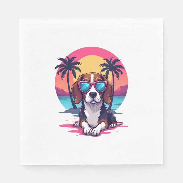 Beagle Sunset Background Shirt, Beagle Mamma, Beag Pappersservett (Framsidan)