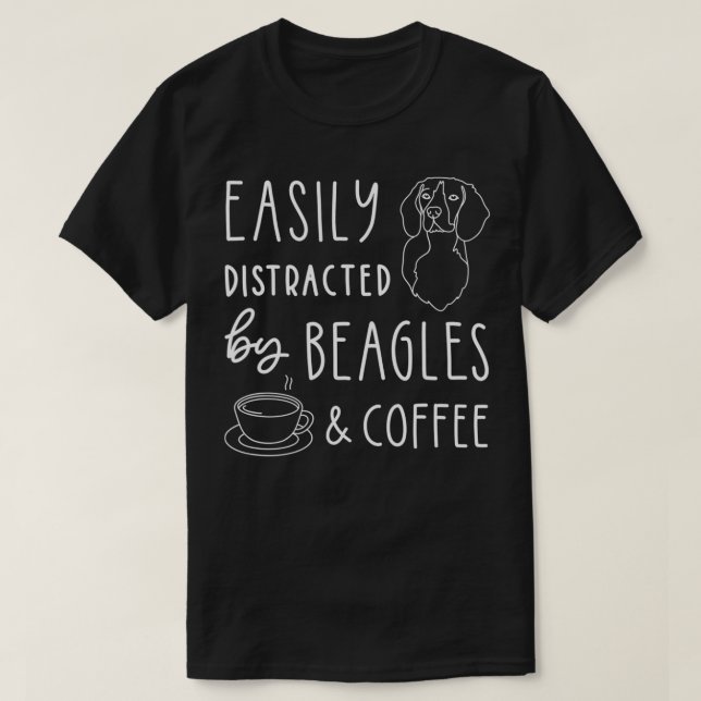 Beagle T shirt, Beagle Älskare, Beagles & Coffee T Shirt (Design framsida)