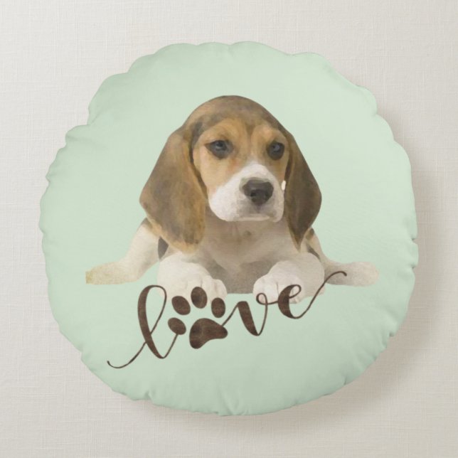 Beagle Tapestry Faux Kanvastryck Acrylic Print Tr Rund Kudde (Framsidan)