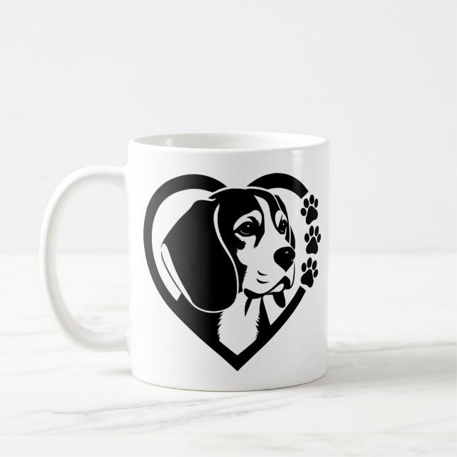 Beagle Tass Hjarta Kaffemugg (Vänster)
