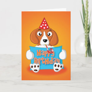 beagle - tecken - grattis på födelsedagen kort