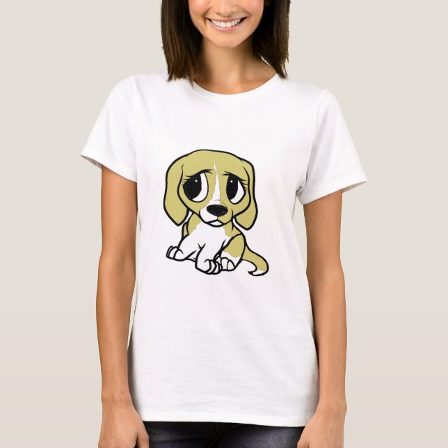 beagle tecknad citon vit t-shirt (Framsida)