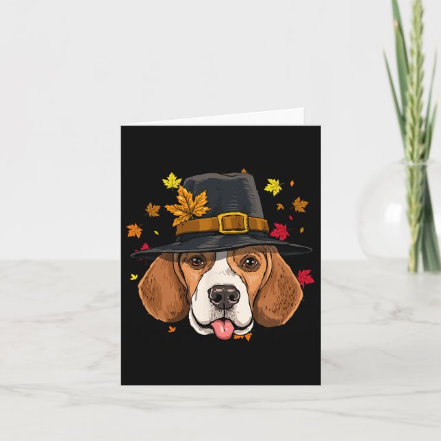 Beagle Thanksgiving Pilgrim Turkietdagen Höstfall Kort (Framsida)