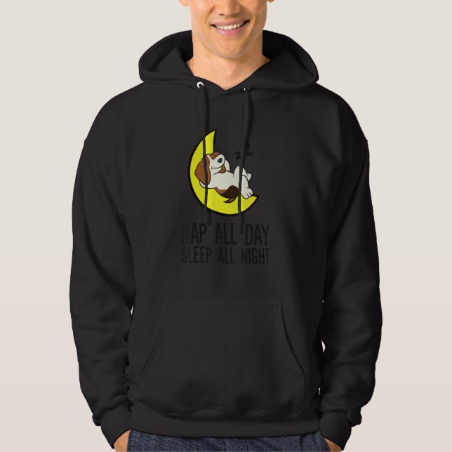 Beagle Tired Nap All Day Sleep All Night Cute Beag Hoodie (Framsida)