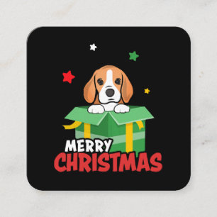 Beagle Tomte Hundälskare God Jul Xmas  Fyrkantigt Visitkort