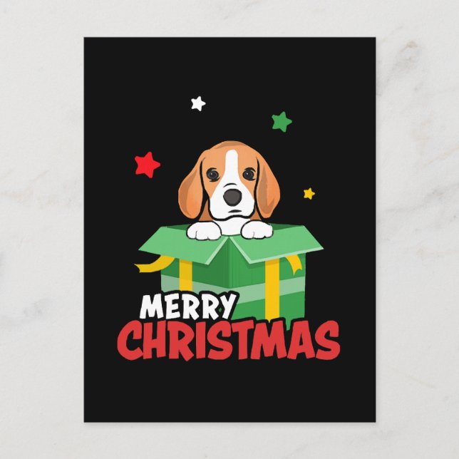 Beagle Tomte Hundälskare God Jul Xmas  Vykort (Framsida)