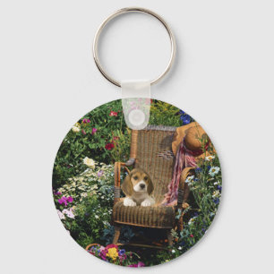 Beagle trädgårds- Keychain Nyckelring