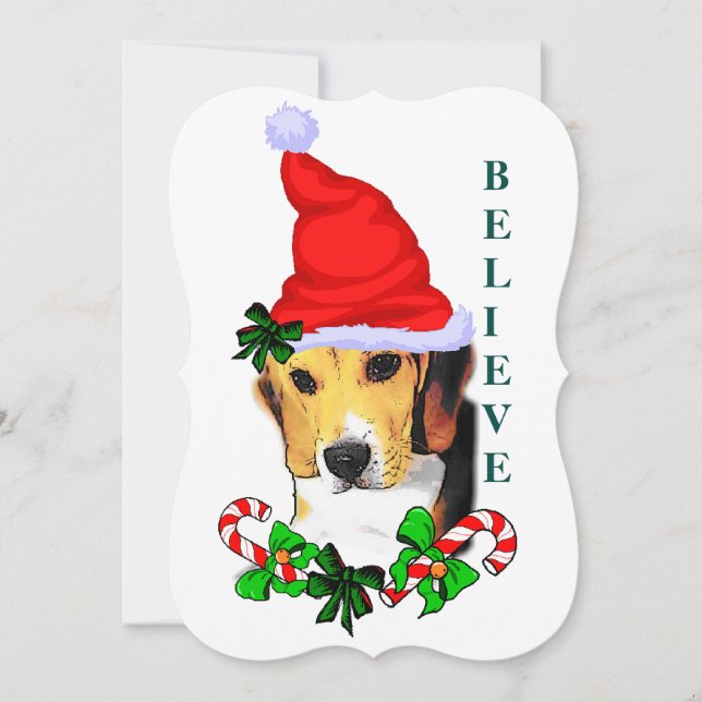 Beagle tror på jul julkort (Framsida)