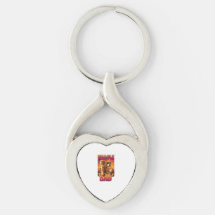 Beagle twisted heart silverfärgad nyckelring