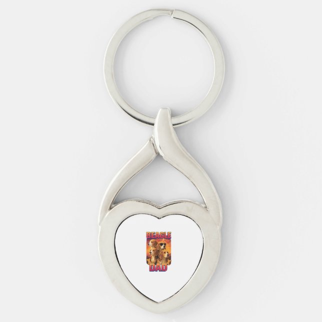 Beagle   twisted heart silverfärgad nyckelring (Framsidan)
