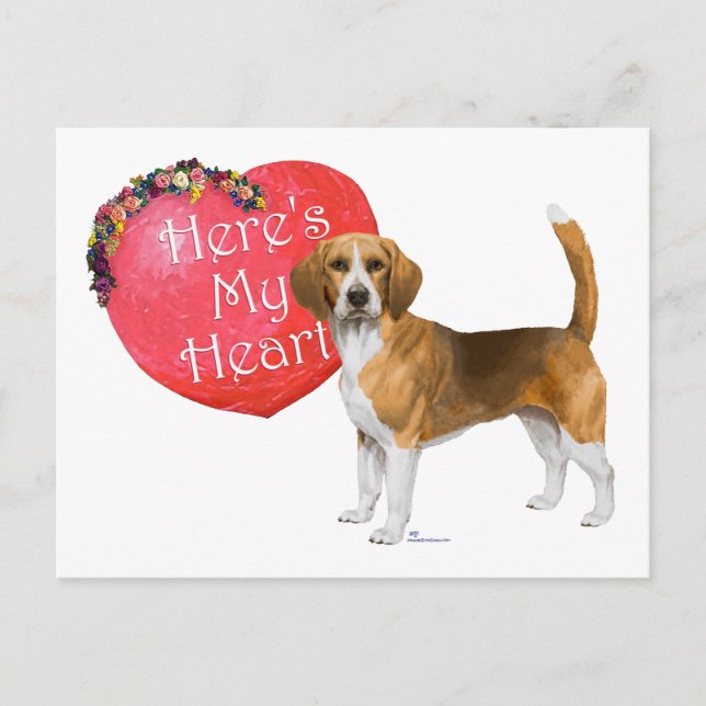 Beagle Valentine Helg Vykort (Framsida)