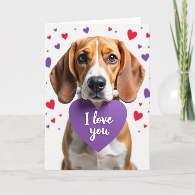 Beagle Valentine I Love You Card Kort (Framsida)