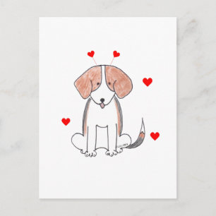 Beagle Valentine Öron Helg Vykort