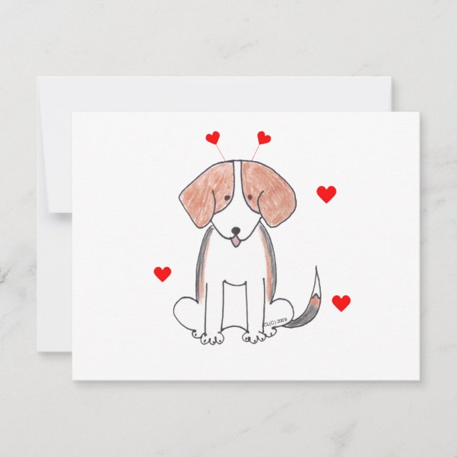 Beagle Valentine Öron Julkort (Framsida)