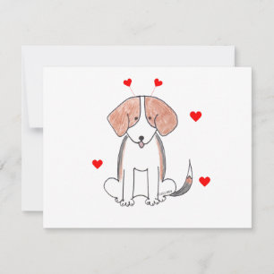 Beagle Valentine Öron Julkort