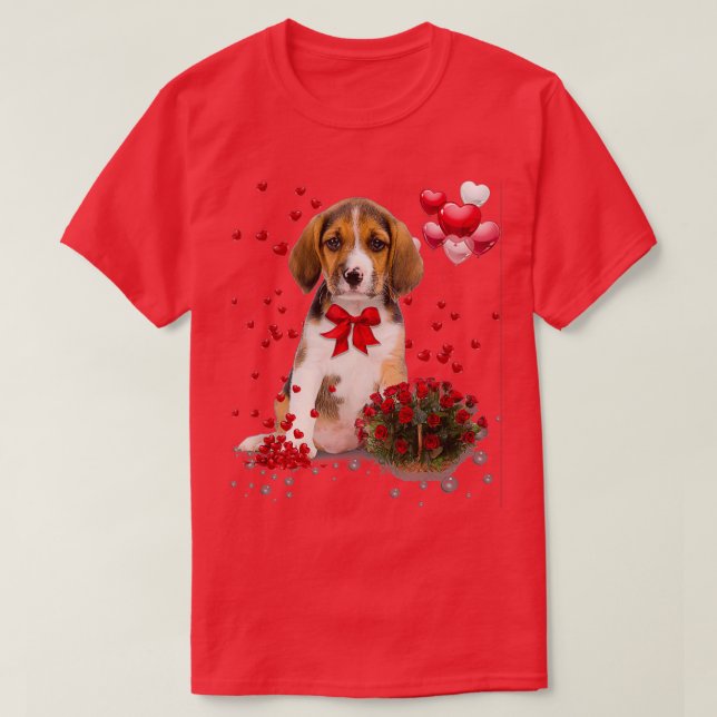 Beagle Valentines Day Funny Dog Lover Happy Valent T Shirt (Design framsida)