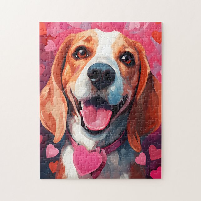 Beagle Valentines day Pussel (Vertikal)