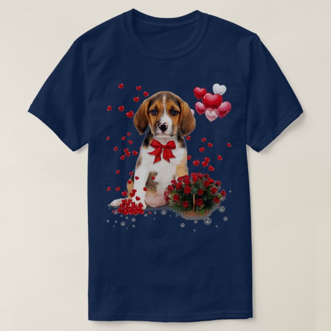 Beagle Valentines day Shirt Rolig hund Älskare Lyc T (Design framsida)