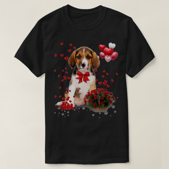 Beagle Valentines day Shirt Rolig hund Älskare Lyc T (Design framsida)