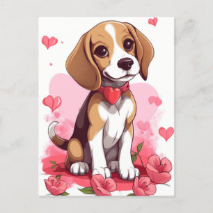 Beagle Valentines day Vykort