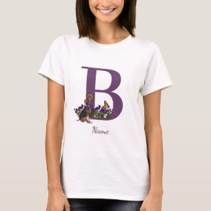Beagle Valp Fjärilar Monogram Initial B Namn T Shirt