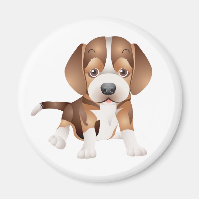 Beagle Valp Hund Kylskåpsmagnet (Framsidan)