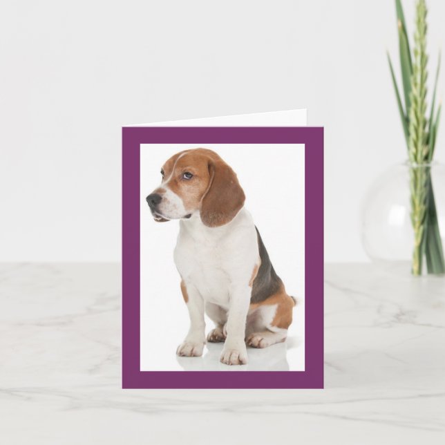 Beagle Valp Hund Lila Tom Notkort Kort (Framsida)