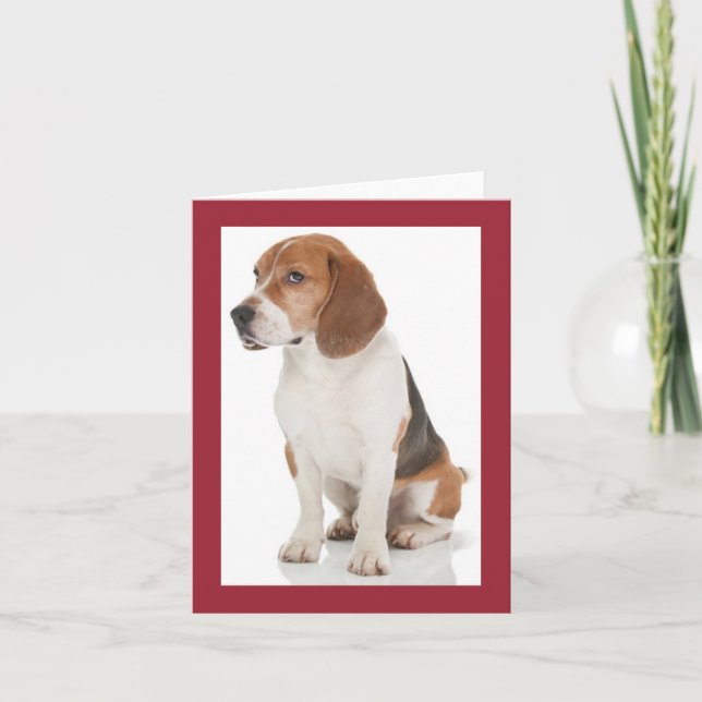 Beagle Valp Hund Röd Blank Notkort Kort (Framsida)