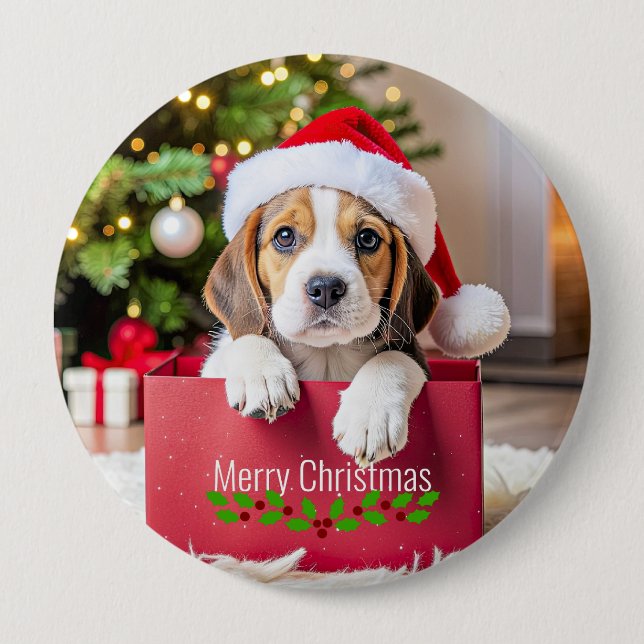 Beagle-valp juldesign, knapp (Framsida)