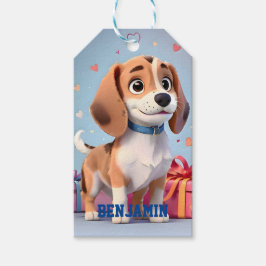 Beagle Valp Lekfulla Tassar & Färgglada Gåvor Presentetikett