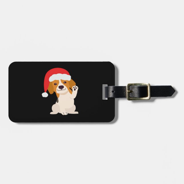 Beagle-valp med tomtens hatt för hundälskare Overs Bagagebricka (Horisontell Framsida)