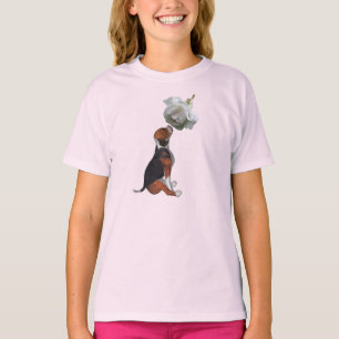 Beagle valp vit ros söt djur t shirt