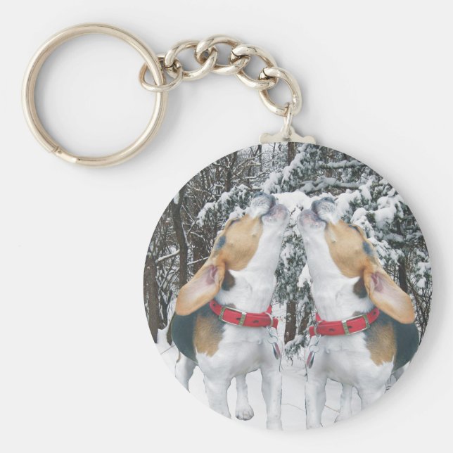 Beagle Valps Howling i Skogen Nyckelring (Framsidan)